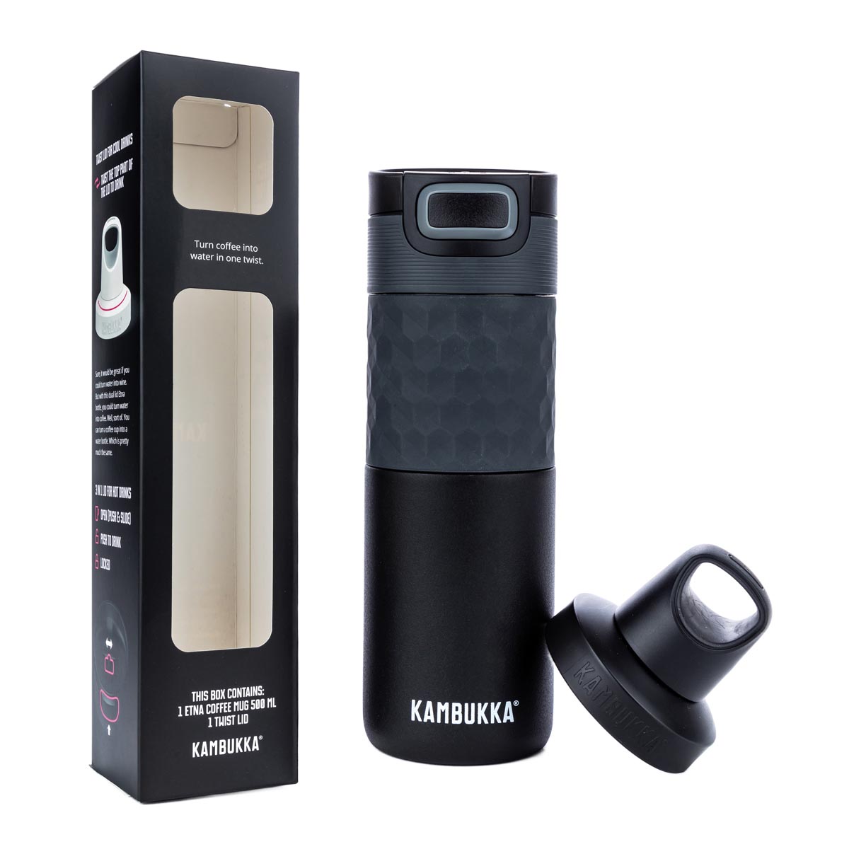 Kambukka Etna-Twist Giftbox 500 ml Black Steel Grip